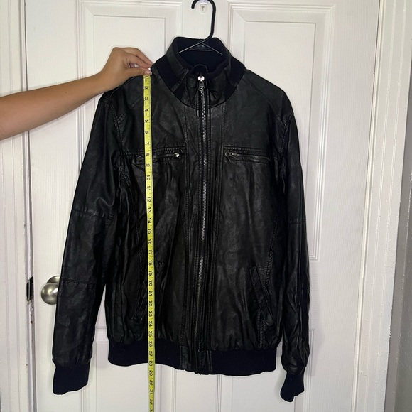 Men's Black Faux Leather Jacket Buffalo Jeans - Picture 5 of 6